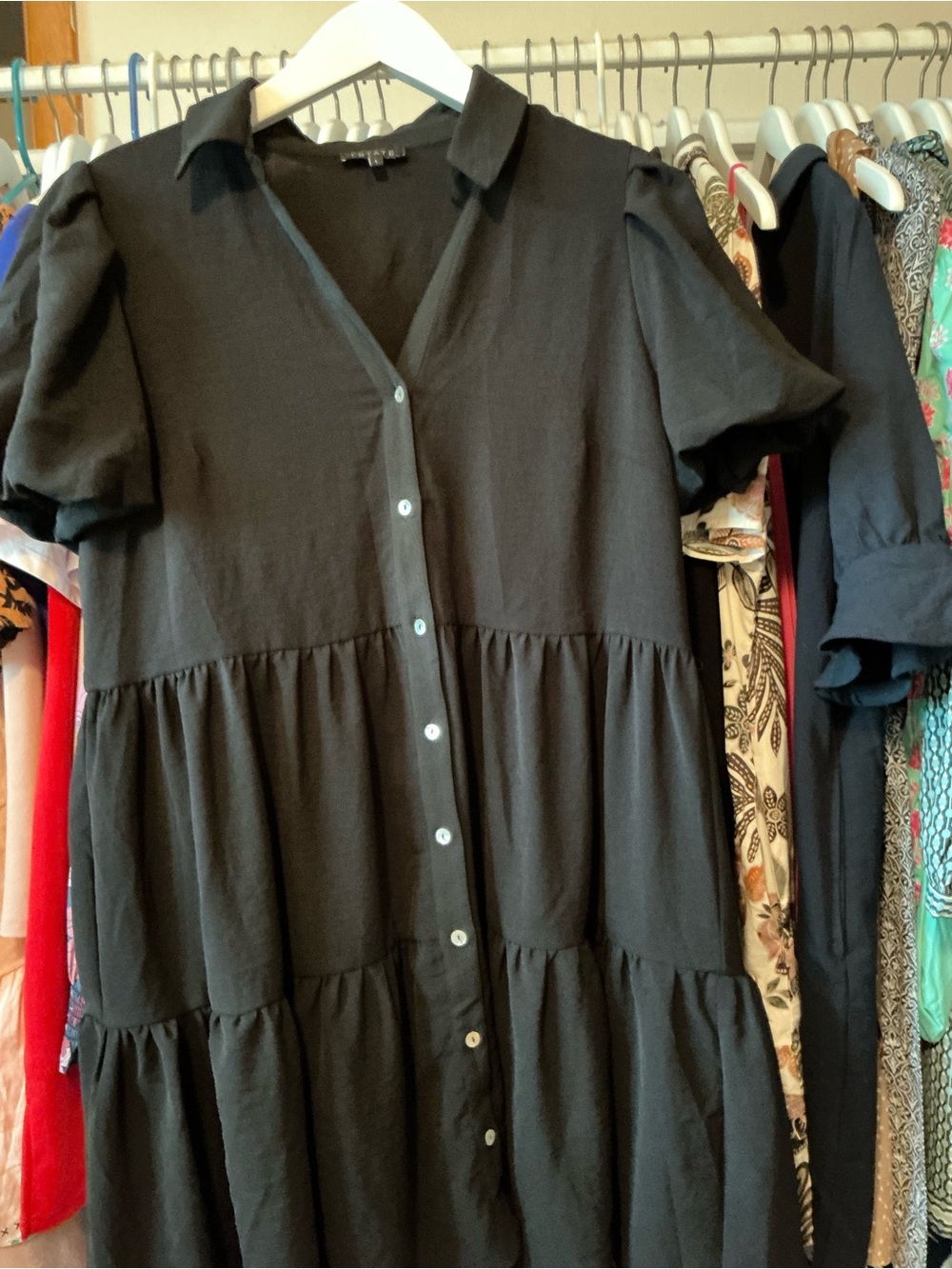 1.STATE Black Collared Button Shirt Dress size large